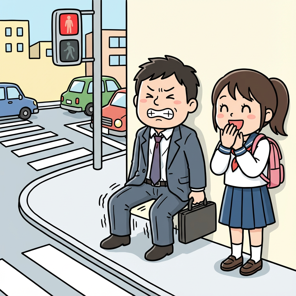 信号待ちのサラリーマン