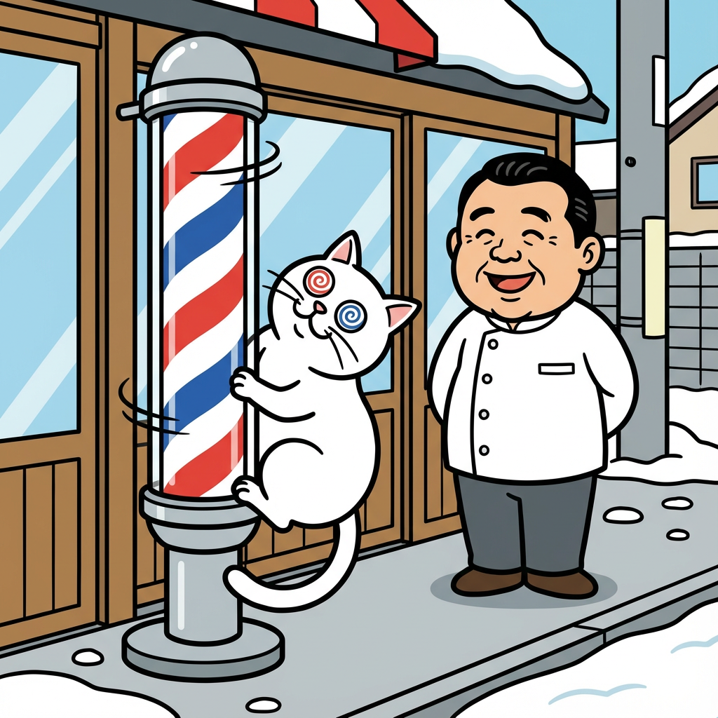 床屋前の猫