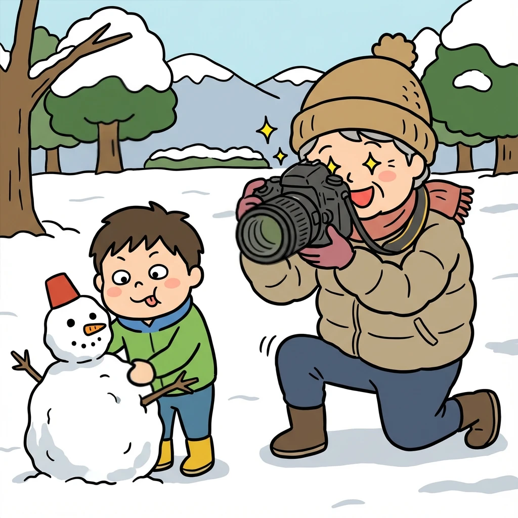 孫の雪だるま