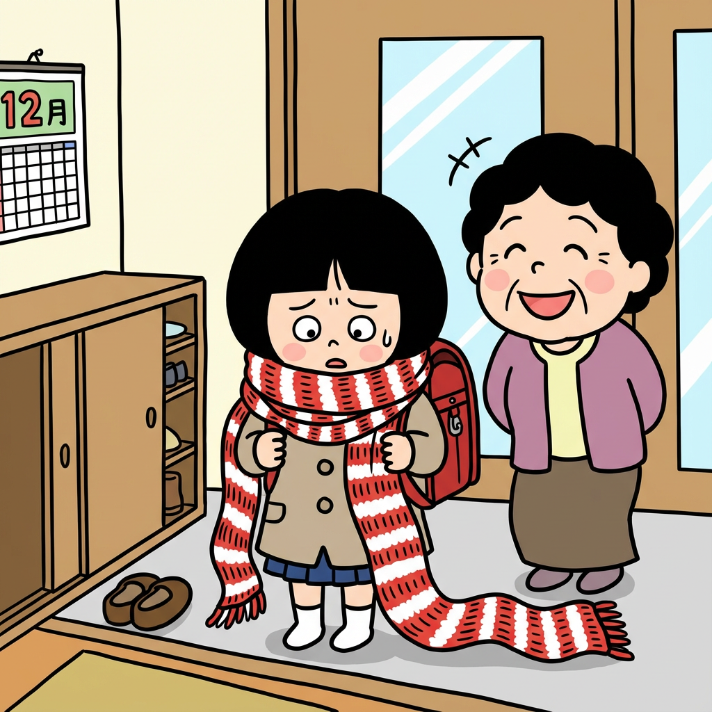 手編みのマフラー